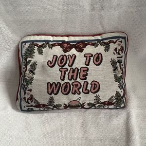 Christmas‎ Decorative Throw Pillow Red Tapestry Joy To The World 12x8 Holiday